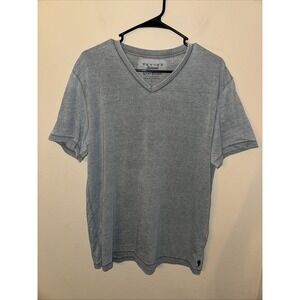 Lucky Brand Men's Large Venice Burnout V-Neck Tee‎ Gray Short Sleeve Relaxed